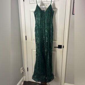 Emerald Green Sequin Prom Gown- Size 4
